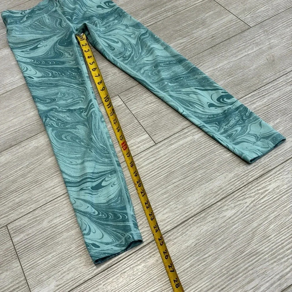 Athleta Girl High Rise Printed Chit Chat Tight Leggings SZ Large in green teal - Picture 8 of 12